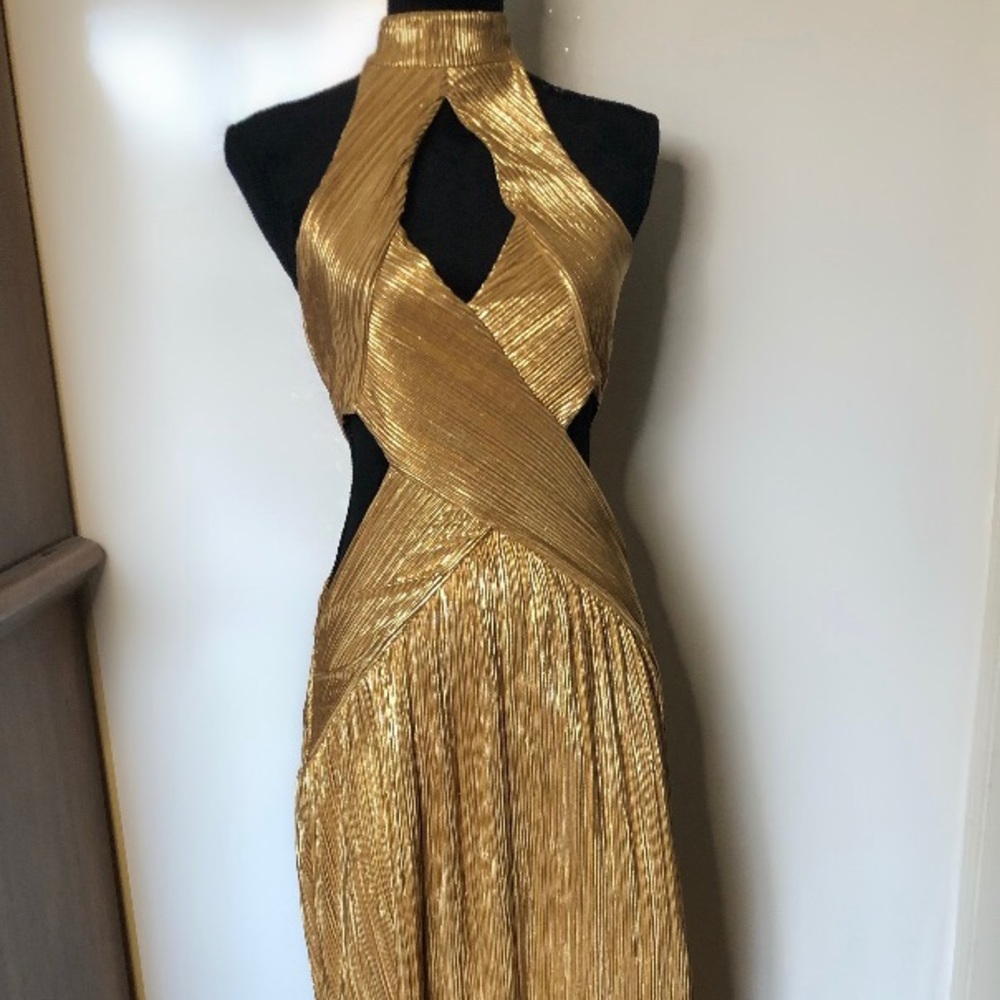 Floor length gold ASOS dress